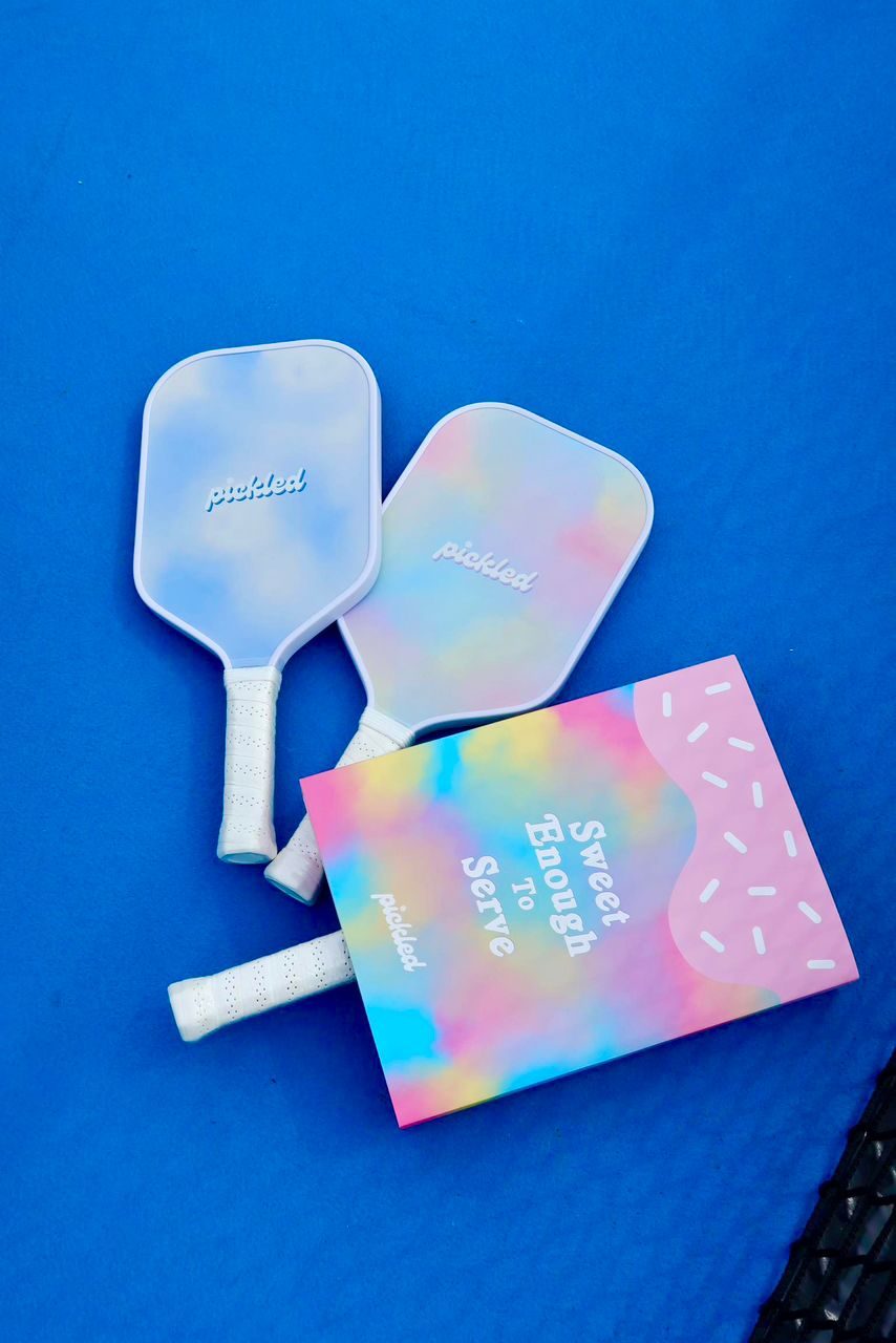 Pickled Cloud Nine and Sunset Swirl paddles with Sweet Enough To Serve box